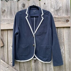 Lands' End Navy Blazer with White Trim Size 12